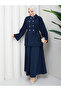 Double Buttoned Shirt & Skirt Hijab Set Rc9022 - 3
