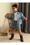 3-Piece Girls' Holiday Set with Floral Embroidered Denim Jacket