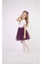 Girl's April 23Rd October 29Th Performance Outfit Solid Color Short Sleeve Red T-Shirt Purple Tutu Skirt Set - 2