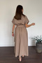 Bej Kemerli Elbise - 4