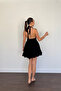 Halter Neck Mini Dress-Black - 3