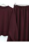 Elastic Waist Bat Sleeve Blouse Skirt Set Burgundy - 2