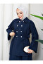 Double Buttoned Shirt & Skirt Hijab Set Rc9022 - 6