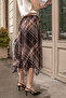 Women's Chiffon Eight-Piece Lined Midi Length Asymmetrical Skirt - Brown Tile - 4