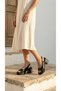 Closed Top Side Buckle Leather High Heeled Ankle Buckle Women's Summer Sandals - 7