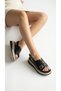 High-Heeled Ankle Buckle Women's Summer Sandals with Gold Buckle Detail on the Front - 3