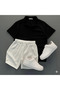 Men's Ribbed Ottoman Air-Permeable Fabric Polo Collar T-Shirt and Shorts 2-Piece Set
