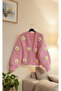 Hüma Natural Pink Hand Knitted Puffy Chunky Cardigan