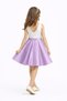 Girl's White/Lilac Pleated Satin April 23, October 29, Graduation Show Dress - 3