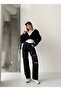 High Waist Double Knee Laser Ripped Wide Leg Jeans