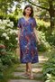 V Neck Patterned Viscose Dress