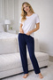 Women's Combed Cotton Fabric Single Pajama Bottom 09 Navy Blue - 4