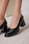 Candie Premium Black Patent Leather Thick Heeled Stiletto 7 cm - 2