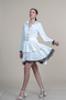 Women's Summer Ecru Lace Detailed Long Sleeve Short Dress Stylish Daily Comfortable 50371