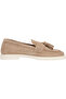 Lightweight Suede Women's Tasseled Beige Loafer - 3
