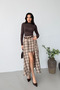 Beige Layered Detailed Plaid Skirt