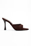 Women's Brown Suede Pointed Toe Heeled Sandals - 2