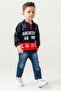 Boy's Polo Collar Printed Sweatshirt and Jeans Pants Set of 2 - 5