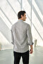 Men's Cotton Striped Slim Fit Linen Look Shirt - 4