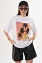 Women's Print Detailed Crew Neck Oversized T-Shirt 260071 - - 4