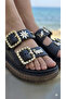 Women's Platform Eva Slippers with Gold Chain Buckle, Daisy Butterfly Charm, Wedge Sole Summer Sandals - 8
