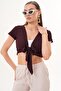 Women's Front-Tie Short Sleeve Wrinkled Bolero 260087 - - 3