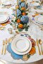 Bloom Tile Motif and Flower Design Patterned Gold Embroidered American Placemat 39X39 cm - 1 Piece
