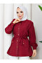 Belted Button Detailed Women's Shirt Tunic – Modern Stylish Design - 4