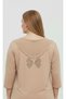 Women's Plus Size V-Back Tulle and Stone Print Detailed Three-Quarter Sleeve Blouse 2028-26 - 4