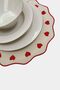 Red Embroidered Heart on Ecru American Placemat 39X39 cm - 1 Piece - 4