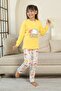 My Little One's Cicileri Cloud Printed Buttoned Girls' Pajama Set - Yellow - 3