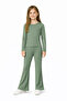 Girl's Green Modal Fabric Long Sleeve Double Set