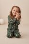 My Little One's Christmas Snowman Patterned Suede Girls' Pajama Set - Green - 2