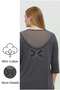 Women's Plus Size V-Back Tulle and Stone Print Detailed Three-Quarter Sleeve Blouse 2028-26