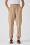 Women's Beige High Waist Elastic Cuffed Lace-Up Comfortable Fit Jogger Sweatpants - H5991