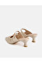 Women Ecru Embellished Mule With Small Buckle Trim - 3