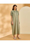 Women Green Button Front Midi Dress - 5