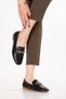 Genuine Leather Daily Buckle Detailed Ballerina Shoes Erp.26561 Black - 7