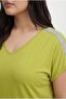 Women's Plus Size Green Blouse with Stones on the Shoulders - 4