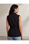 Women’s Black Belted Sleeveless Waistcoat Top - 5
