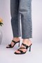Women's Stone Detailed Double-Strapped 9 cm Thin Heeled Slippers – Stylish and Elegant Design - 6