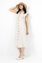 Women's Dress Linen Summer Dress Long Midi Dress Zero Sleeve Casual Beige Striped Comfortable Shirt Dress - 2