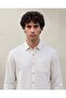 Men’s White Striped Long Sleeve Linen Blend Shirt - 5