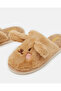 Women Brown Fluffy Big Ear Open Toe Slippers - 3