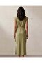 Women Pale Green Plain Front Tie Jersey Dress - 4