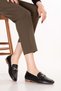 Genuine Leather Daily Buckle Detailed Ballerina Shoes Erp.26561 Black