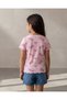 Girls Beige Cherry Allover Print Rib T-Shirt with Frill Details - 5