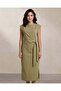 Women Pale Green Plain Front Tie Jersey Dress - 3