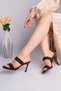 Women's Double Strap Buckle High Heel Slippers – 9 cm Thin Heel Stylish and Elegant Design - 6