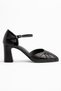 Women's Black Genuine Leather Classic Heeled Shoes - 4